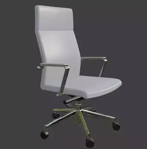 Modern White Leather Executive Office Chair High Detail 3D Model
