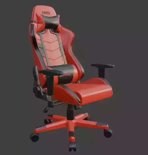 Red Gaming Chair DXRacer-Style High Detail PBR 3D Model