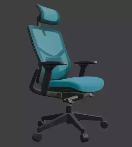 Modern Blue Leather Executive Office Chair High Detail 3D Model