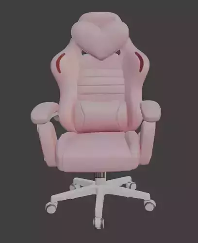 Cute Pink Kawaii Gaming Chair with Heart Pillow High Detail PBR