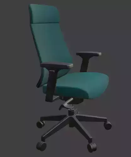 Modern Blue Leather Executive Office Chair High Detail 3D Model