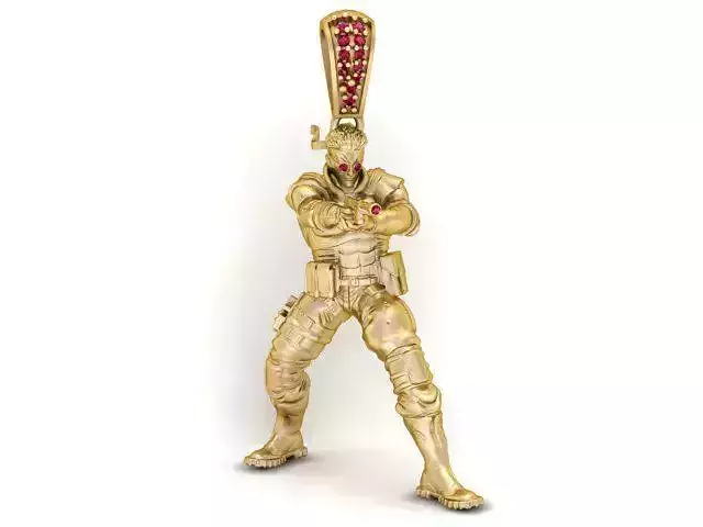 Gold Warrior Soldier Pendant 3D Printable Jewelry Model