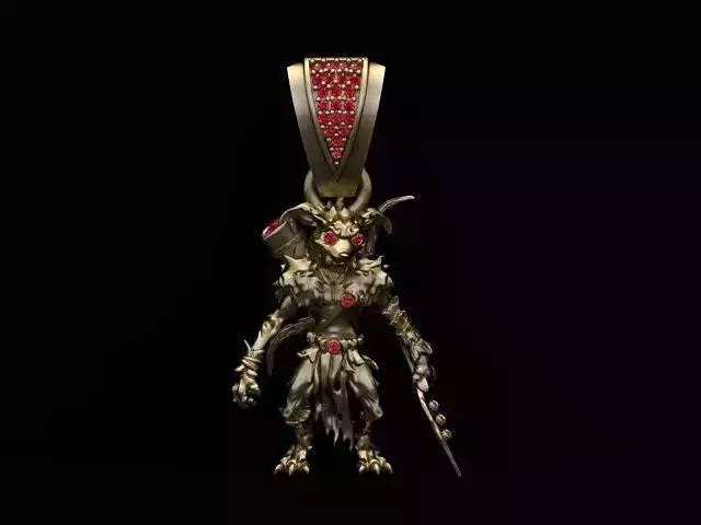 Monster Warrior Pendant 3D Printable Jewelry Model