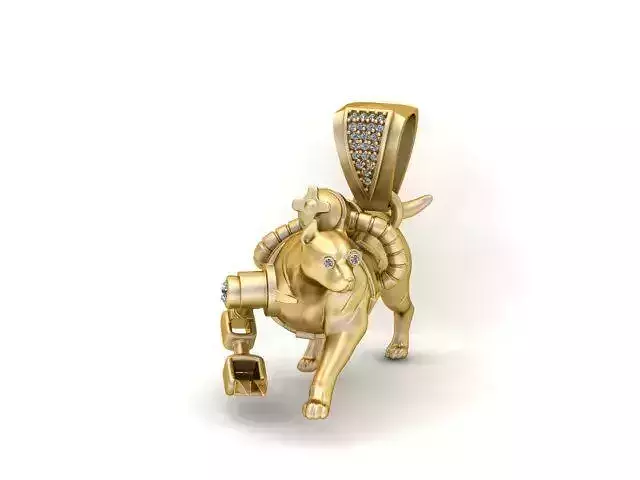 Gold Robo-Panther Pendant  Futuristic 3D Printable Jewelry Model
