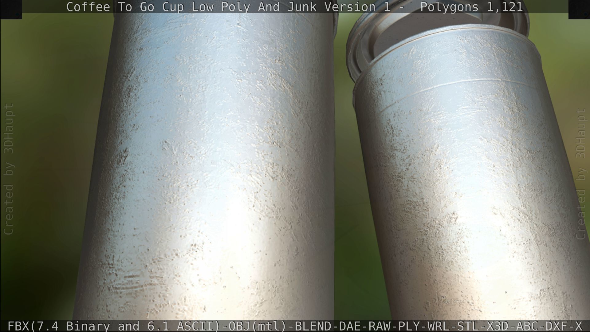 Coffee To Go Cup Junk 1 - Gameready - PBR Textures Low-poly 3D model_175