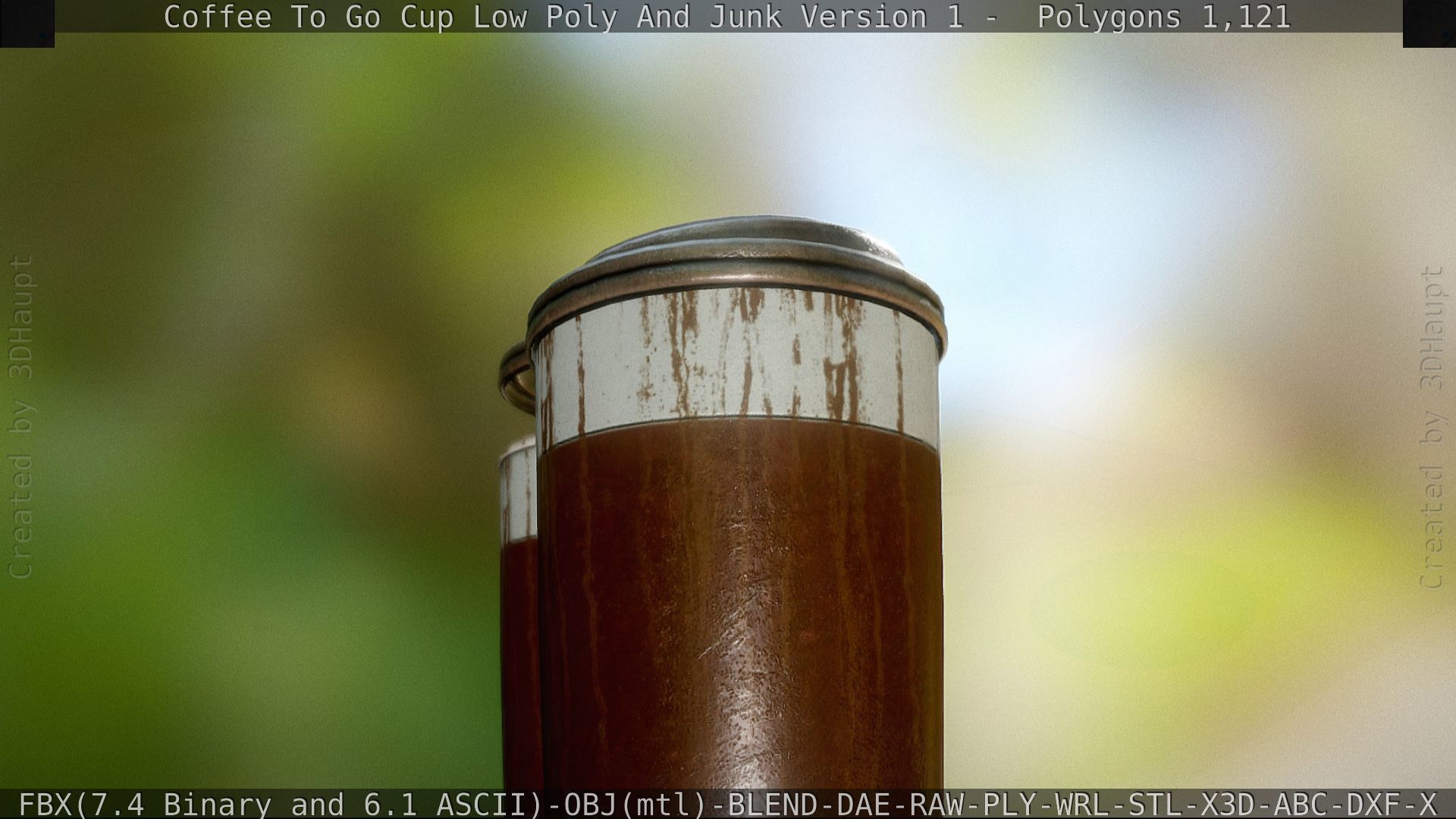 Coffee To Go Cup Junk 1 - Gameready - PBR Textures Low-poly 3D model_89