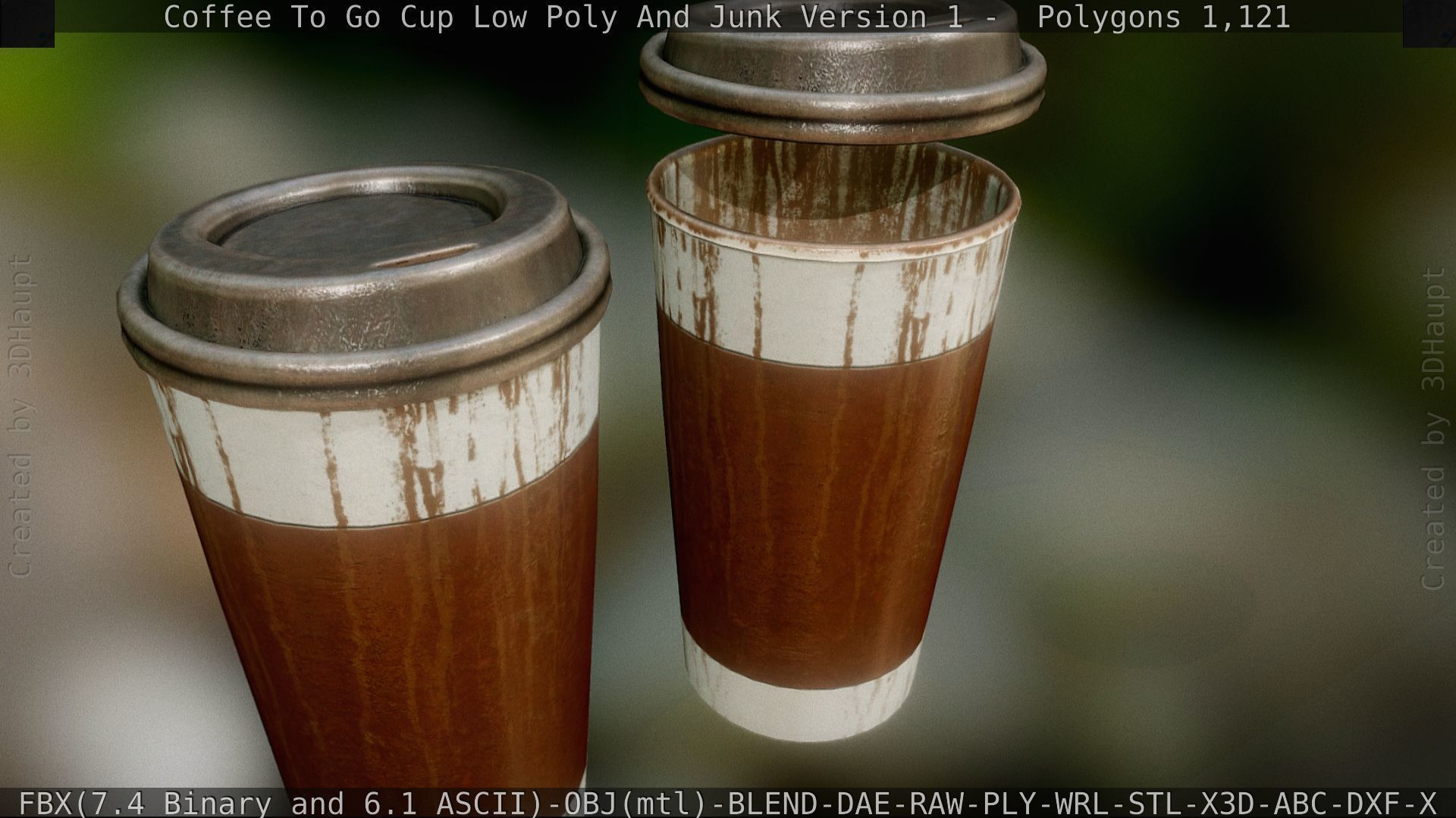 Coffee To Go Cup Junk 1 - Gameready - PBR Textures Low-poly 3D model_27