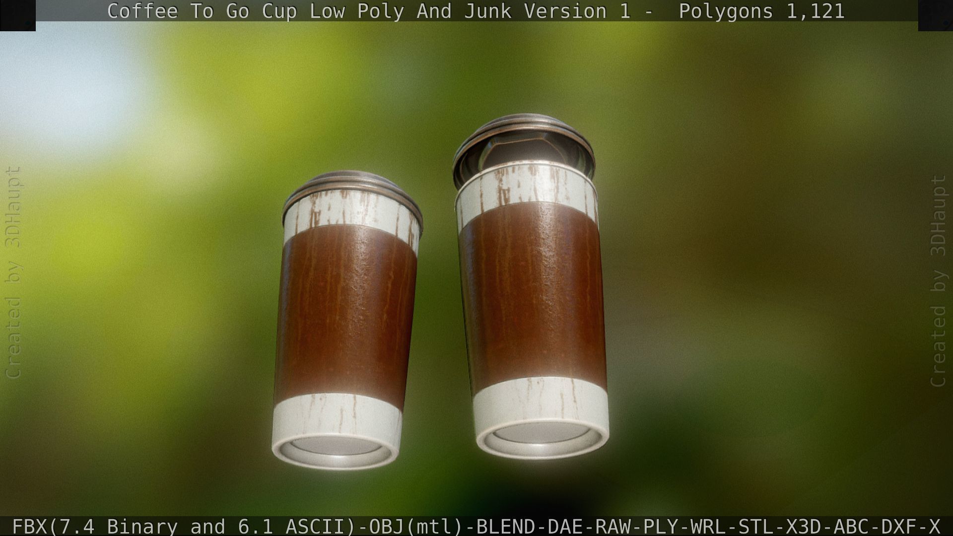 Coffee To Go Cup Junk 1 - Gameready - PBR Textures Low-poly 3D model_13