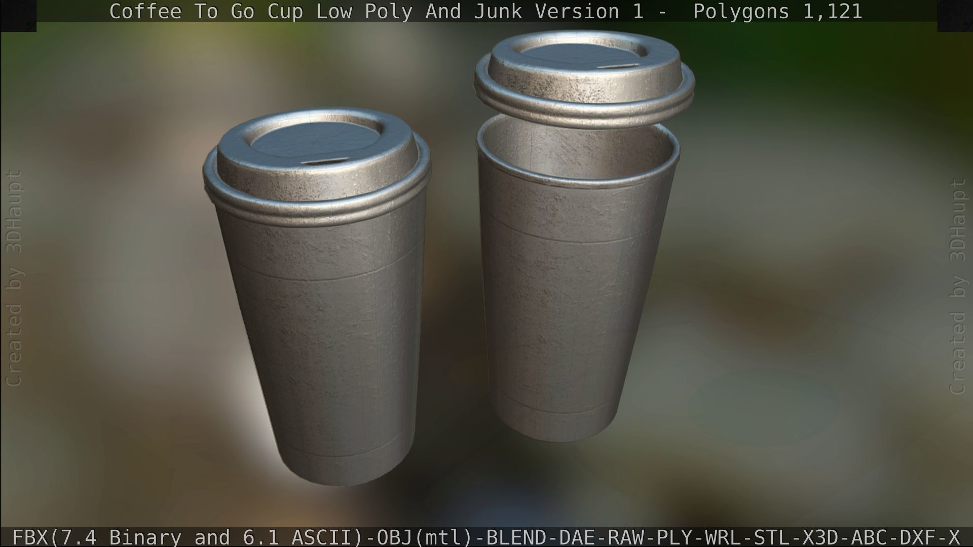 Coffee To Go Cup Junk 1 - Gameready - PBR Textures Low-poly 3D model_170