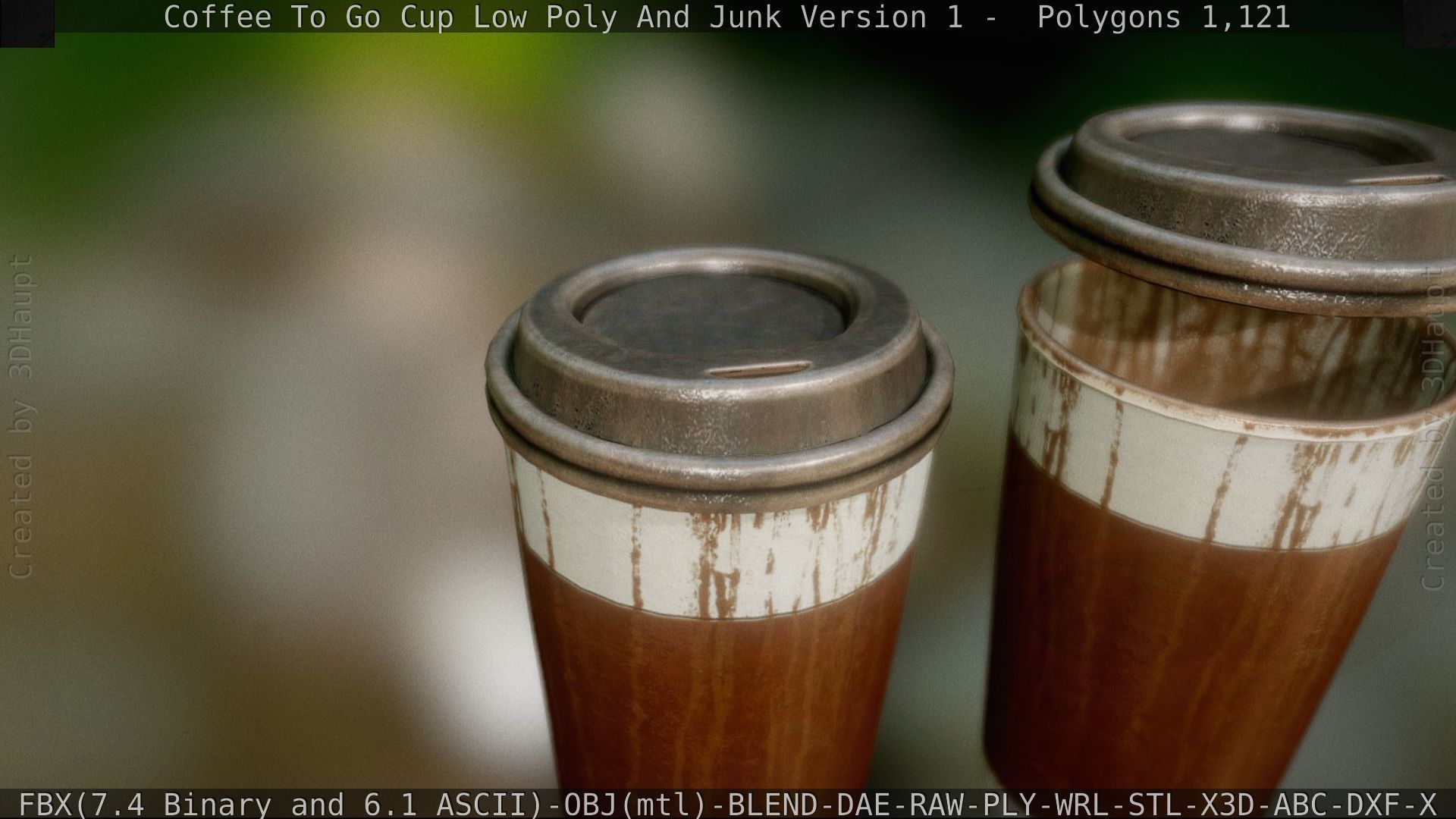 Coffee To Go Cup Junk 1 - Gameready - PBR Textures Low-poly 3D model_94
