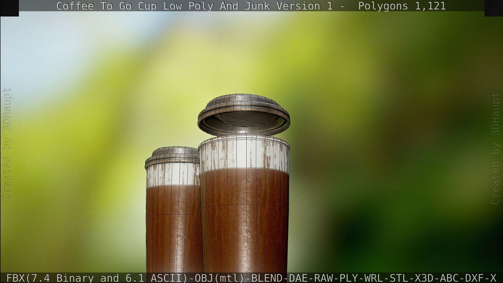Coffee To Go Cup Junk 1 - Gameready - PBR Textures Low-poly 3D model_151