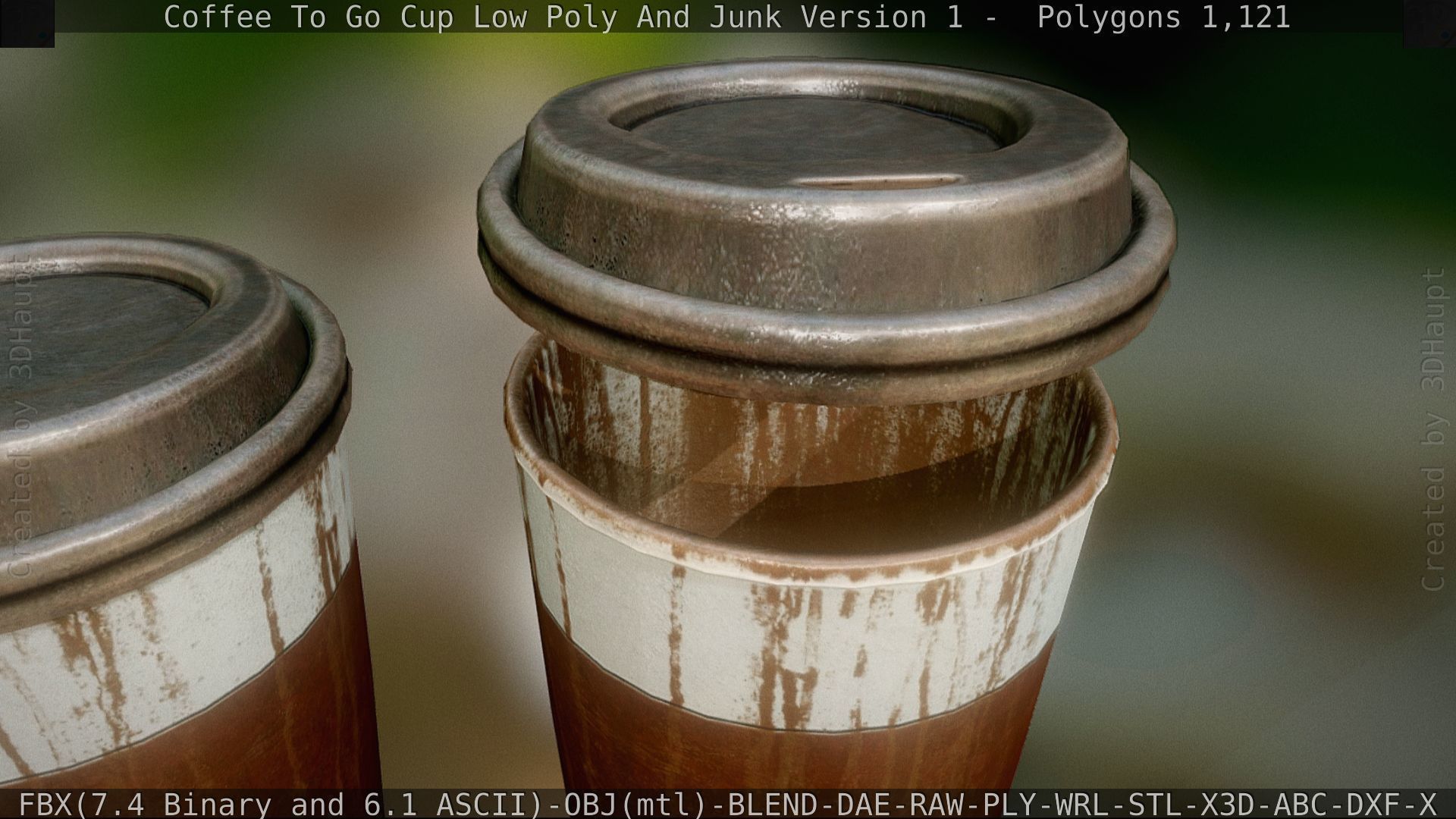 Coffee To Go Cup Junk 1 - Gameready - PBR Textures Low-poly 3D model_32