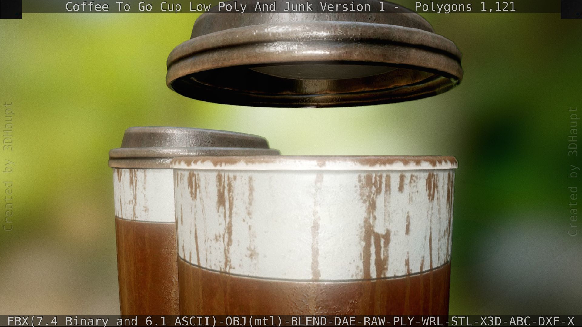 Coffee To Go Cup Junk 1 - Gameready - PBR Textures Low-poly 3D model_43