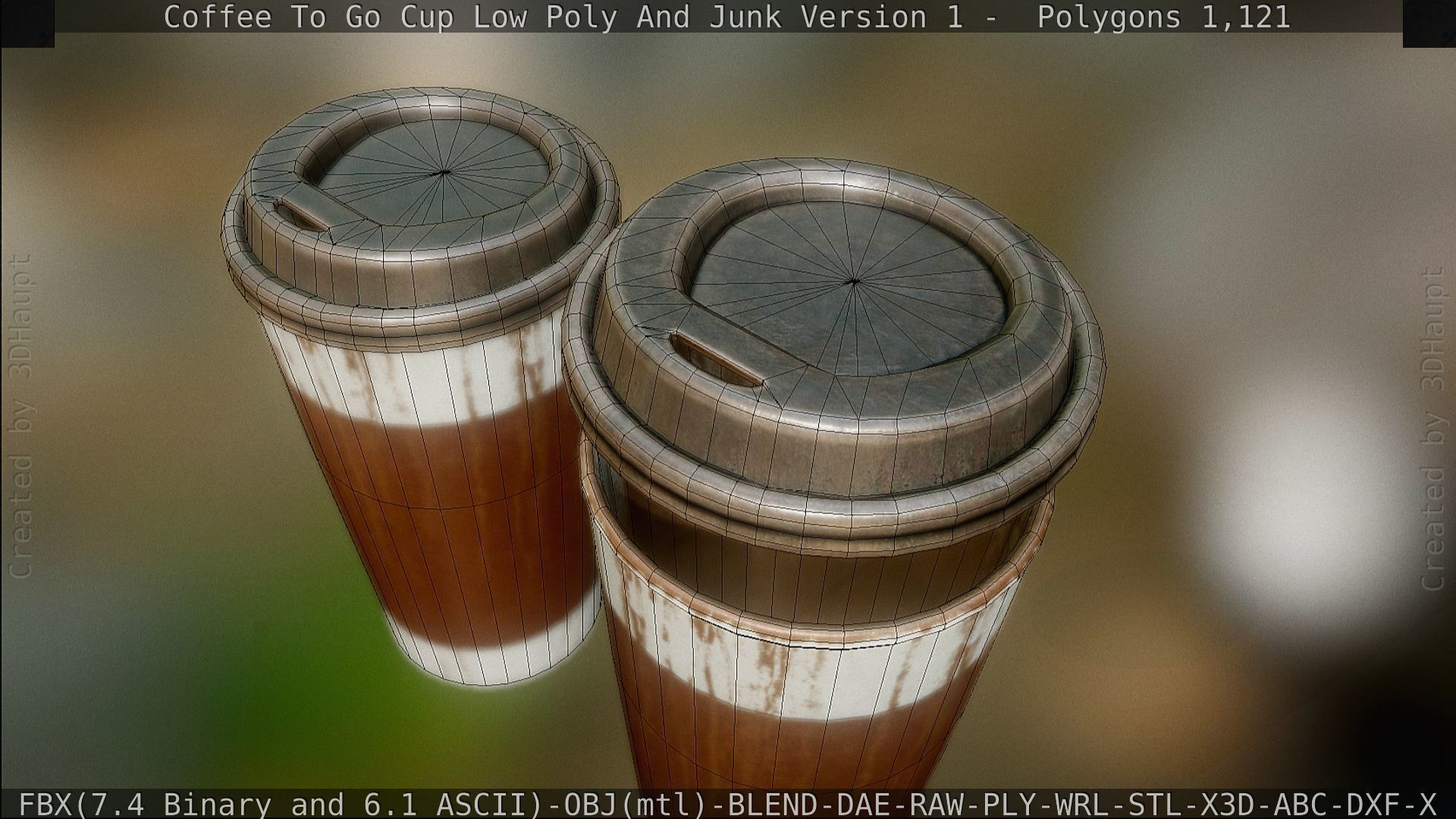 Coffee To Go Cup Junk 1 - Gameready - PBR Textures Low-poly 3D model_110