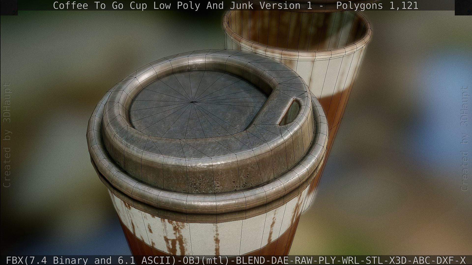Coffee To Go Cup Junk 1 - Gameready - PBR Textures Low-poly 3D model_134