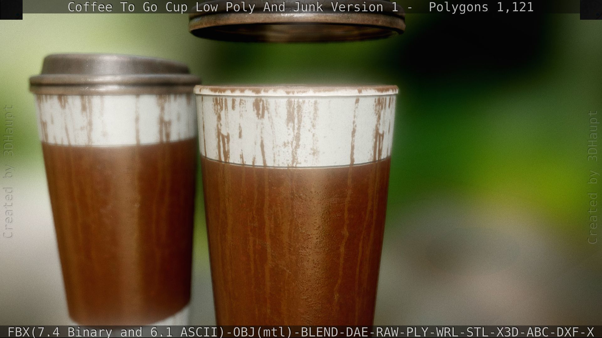Coffee To Go Cup Junk 1 - Gameready - PBR Textures Low-poly 3D model_70