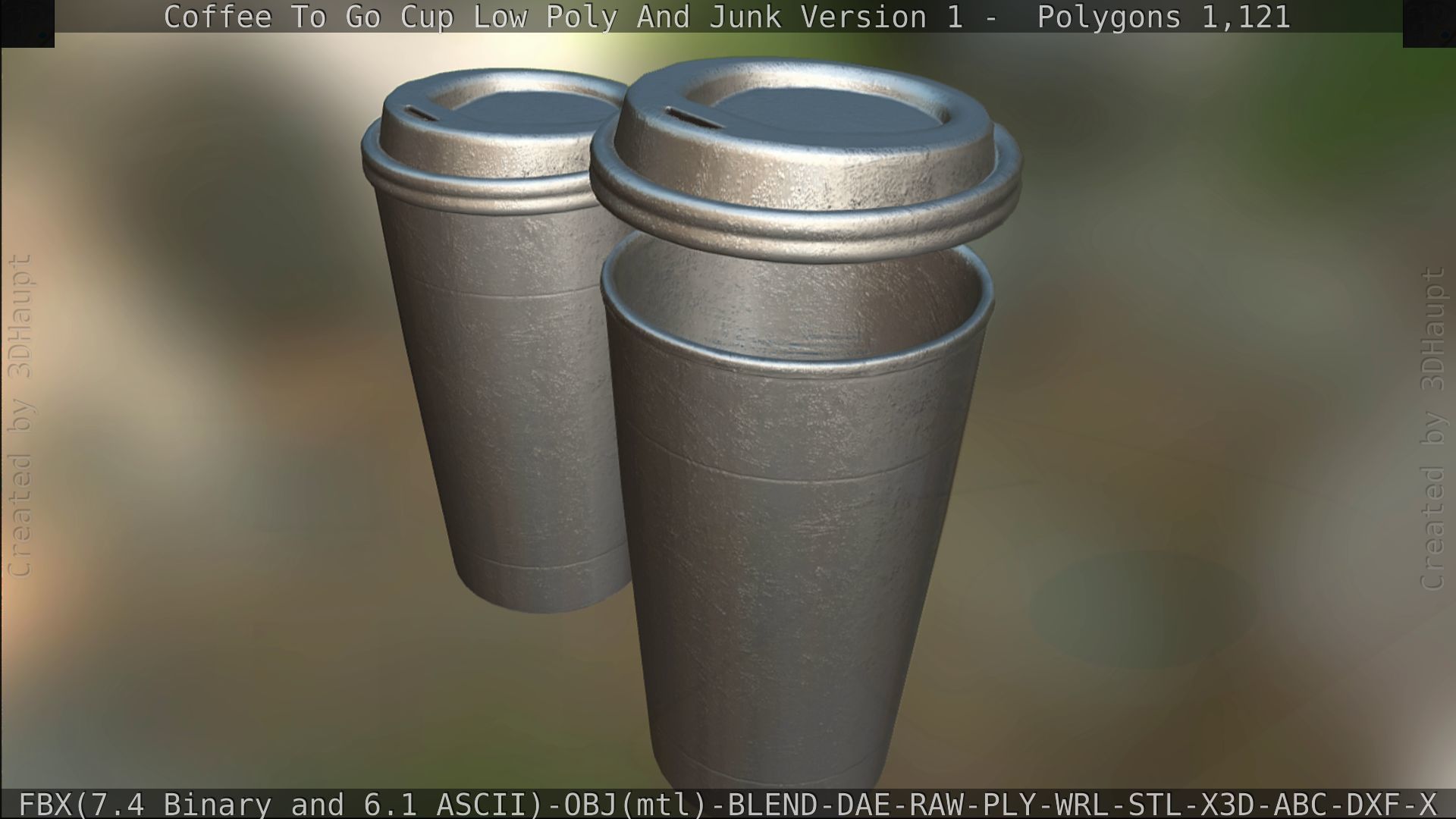 Coffee To Go Cup Junk 1 - Gameready - PBR Textures Low-poly 3D model_199