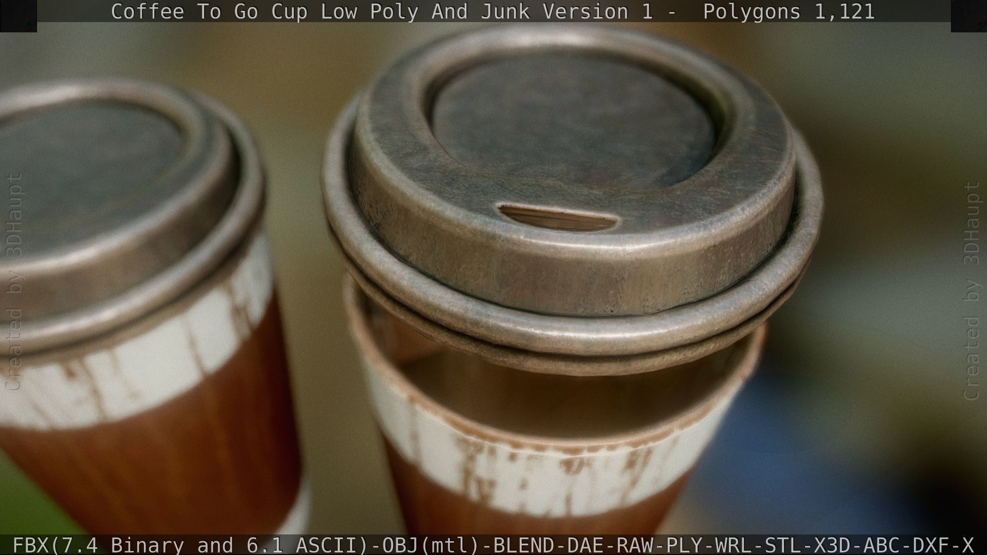 Coffee To Go Cup Junk 1 - Gameready - PBR Textures Low-poly 3D model_34