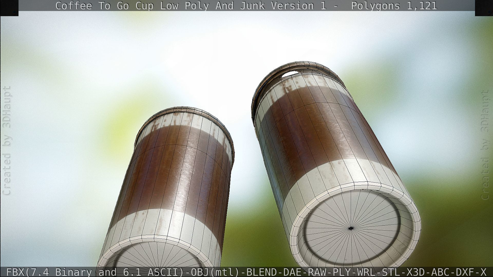 Coffee To Go Cup Junk 1 - Gameready - PBR Textures Low-poly 3D model_125