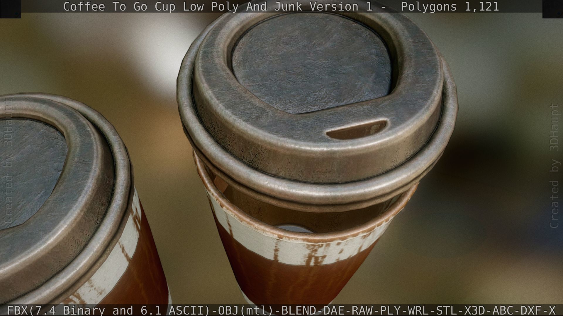 Coffee To Go Cup Junk 1 - Gameready - PBR Textures Low-poly 3D model_36