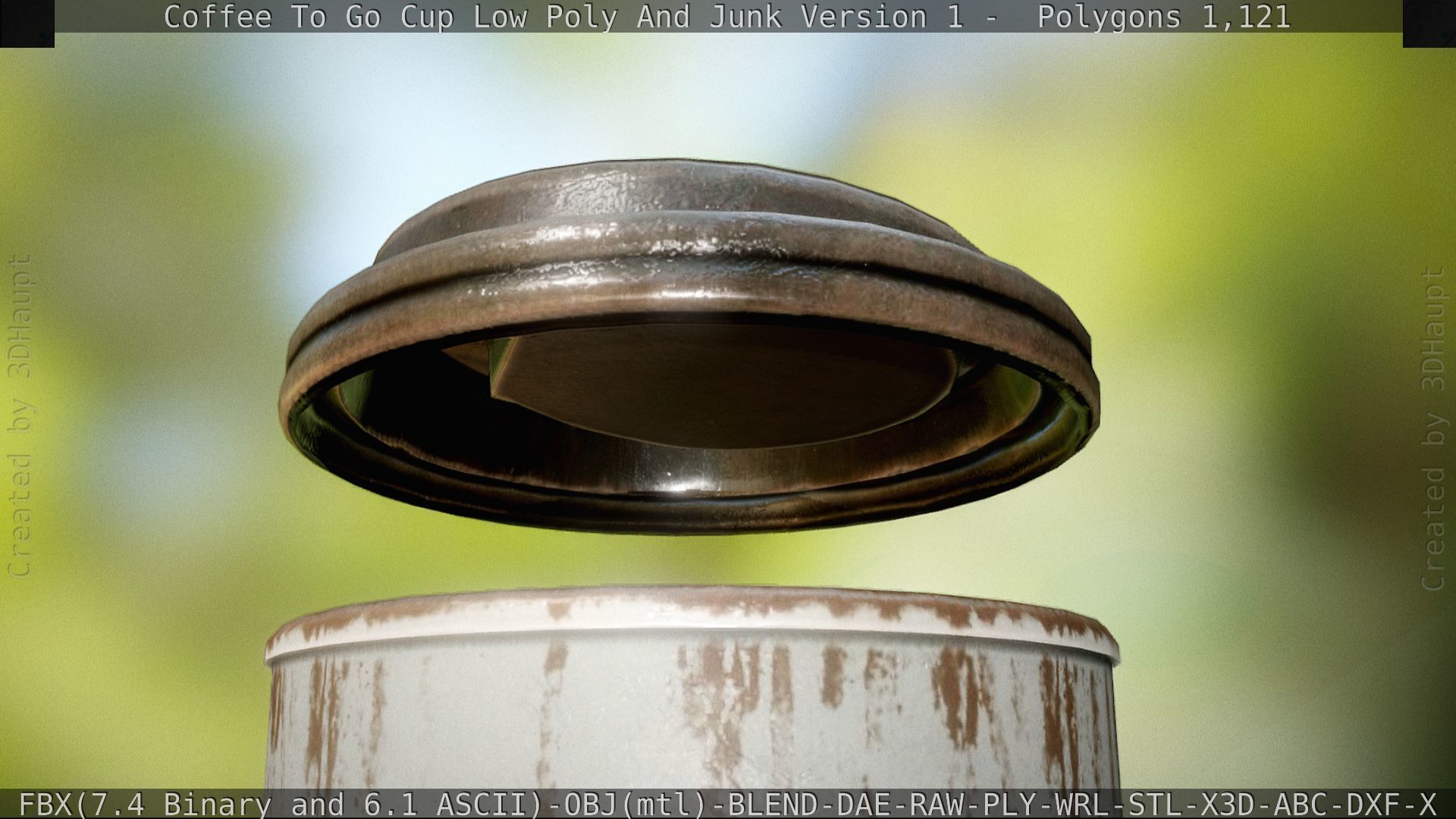 Coffee To Go Cup Junk 1 - Gameready - PBR Textures Low-poly 3D model_47