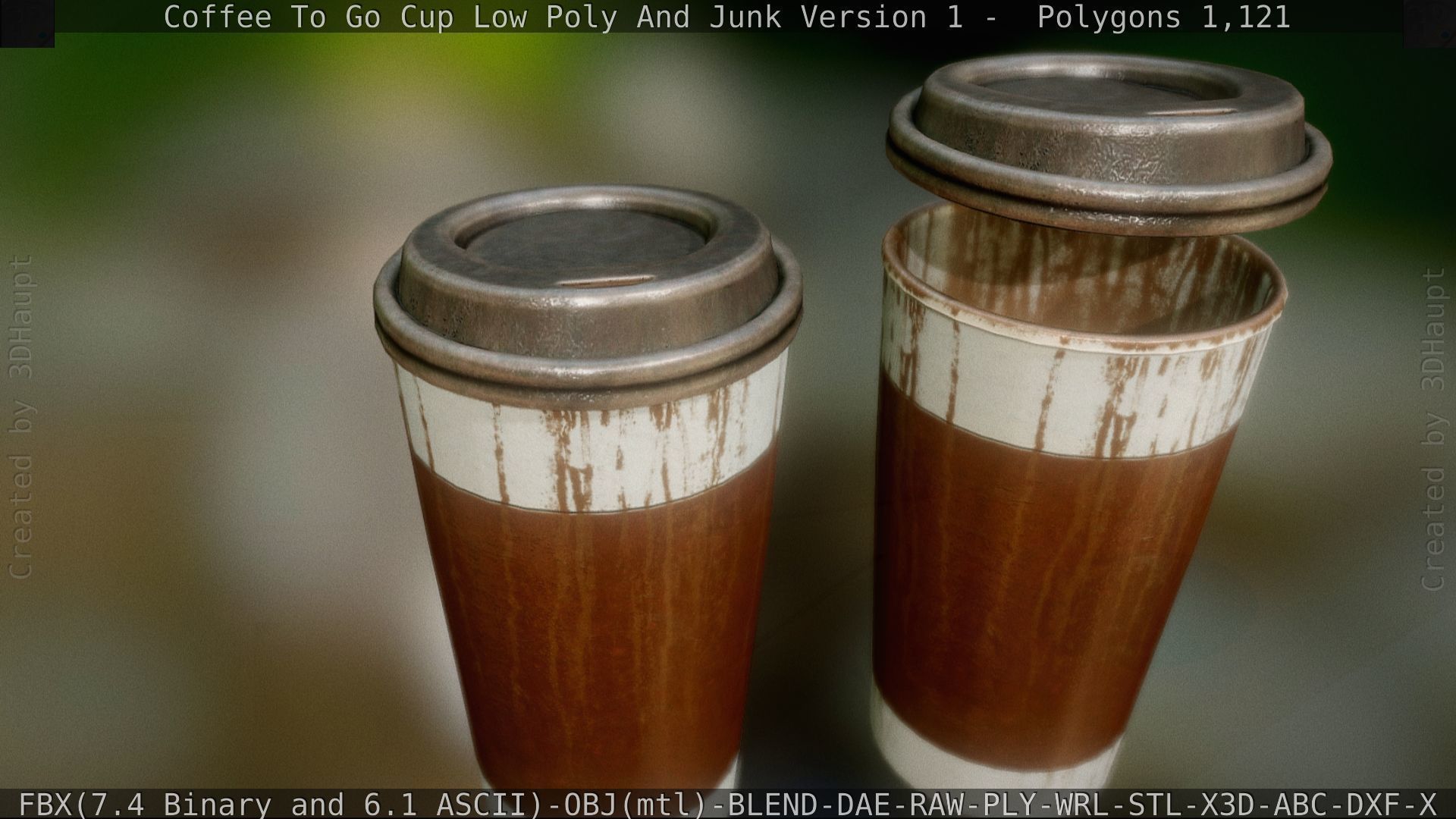 Coffee To Go Cup Junk 1 - Gameready - PBR Textures Low-poly 3D model_91