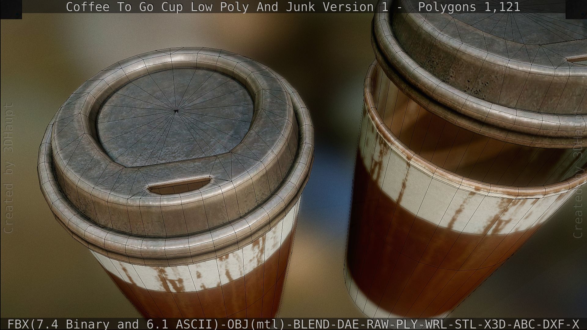 Coffee To Go Cup Junk 1 - Gameready - PBR Textures Low-poly 3D model_140