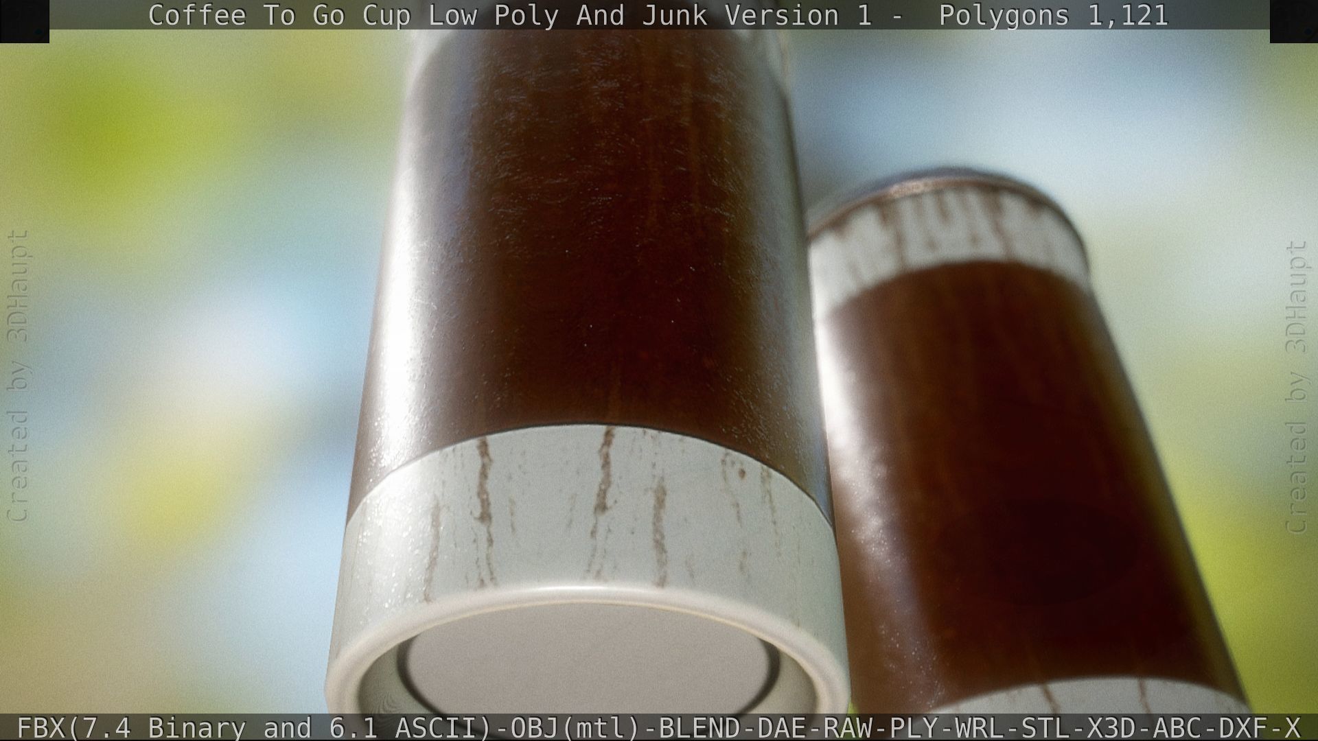 Coffee To Go Cup Junk 1 - Gameready - PBR Textures Low-poly 3D model_79