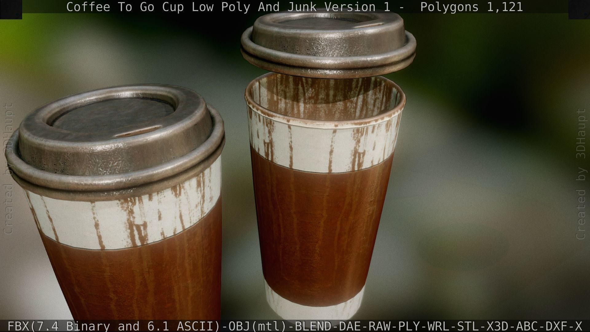 Coffee To Go Cup Junk 1 - Gameready - PBR Textures Low-poly 3D model_26