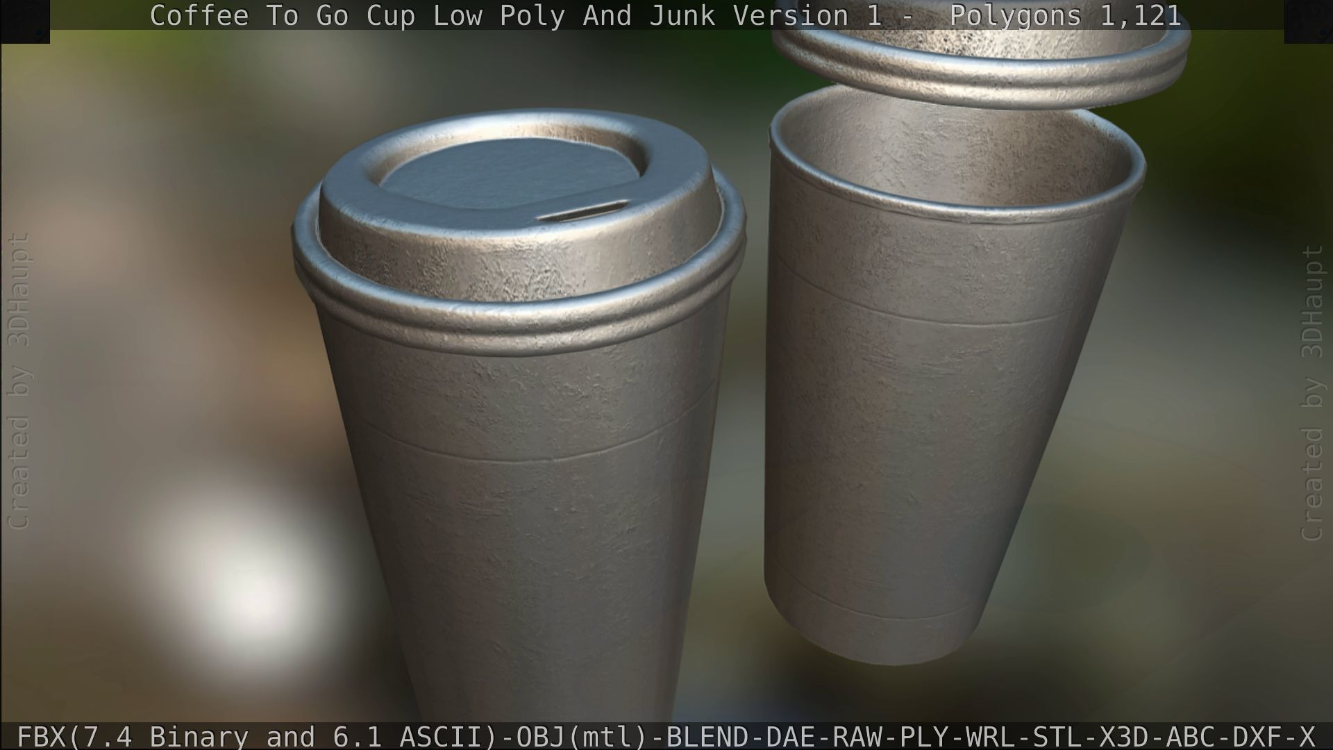 Coffee To Go Cup Junk 1 - Gameready - PBR Textures Low-poly 3D model_171