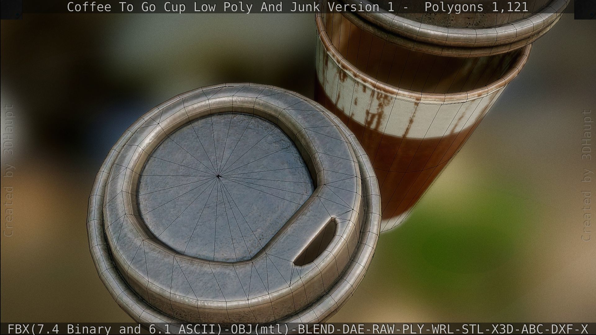 Coffee To Go Cup Junk 1 - Gameready - PBR Textures Low-poly 3D model_137
