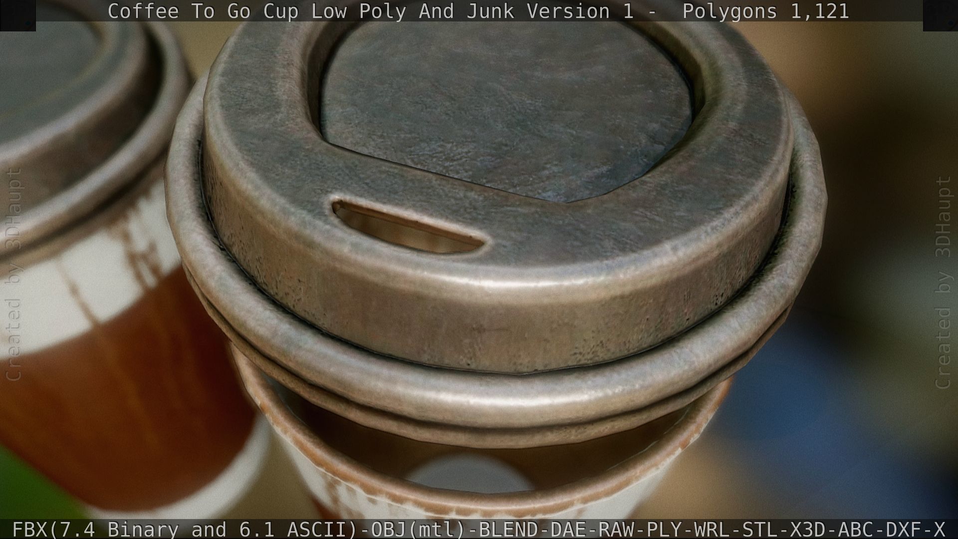 Coffee To Go Cup Junk 1 - Gameready - PBR Textures Low-poly 3D model_64