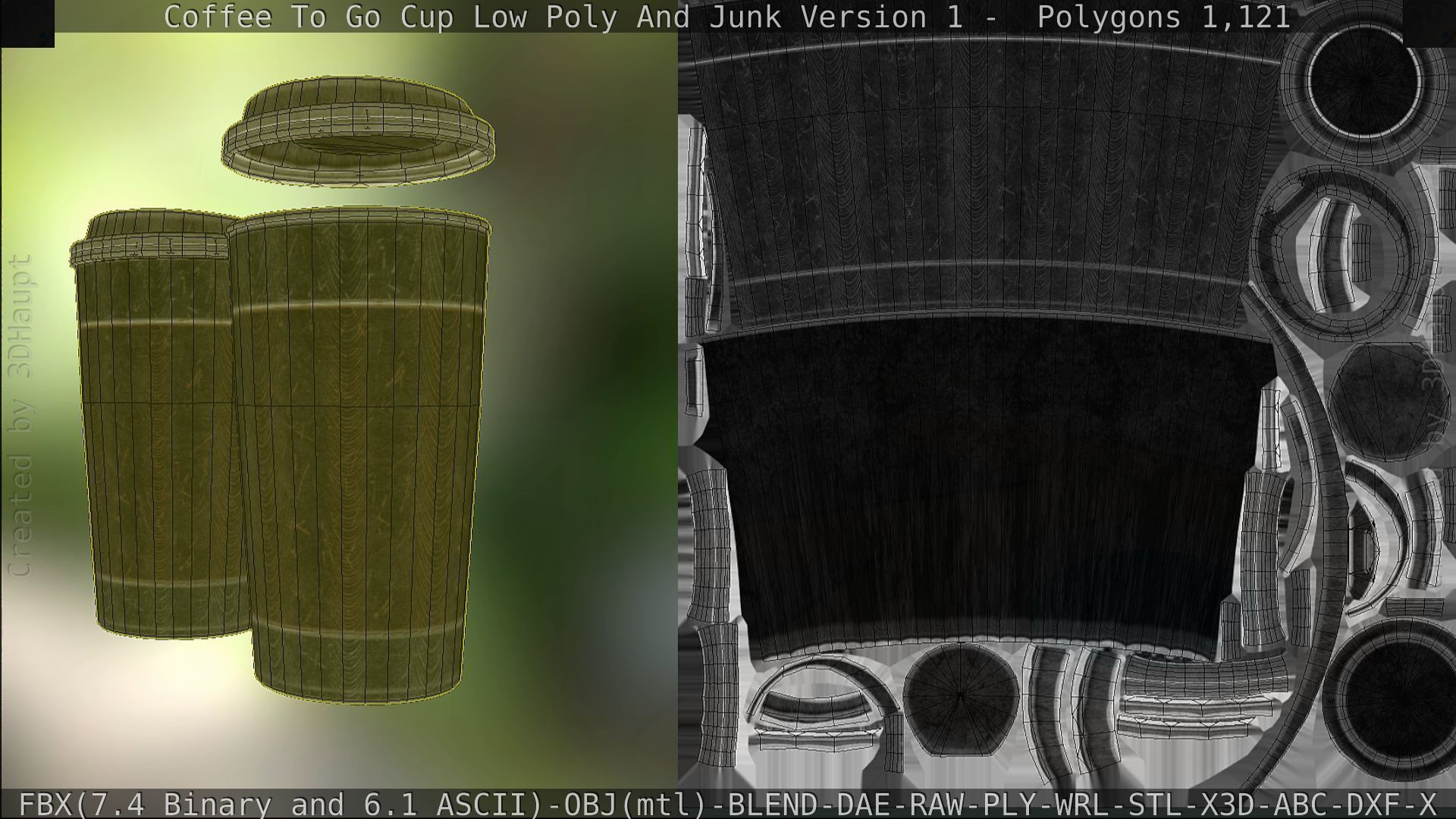 Coffee To Go Cup Junk 1 - Gameready - PBR Textures Low-poly 3D model_154