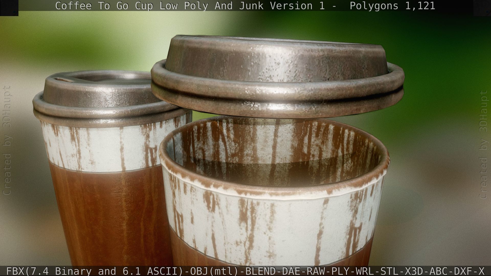 Coffee To Go Cup Junk 1 - Gameready - PBR Textures Low-poly 3D model_39
