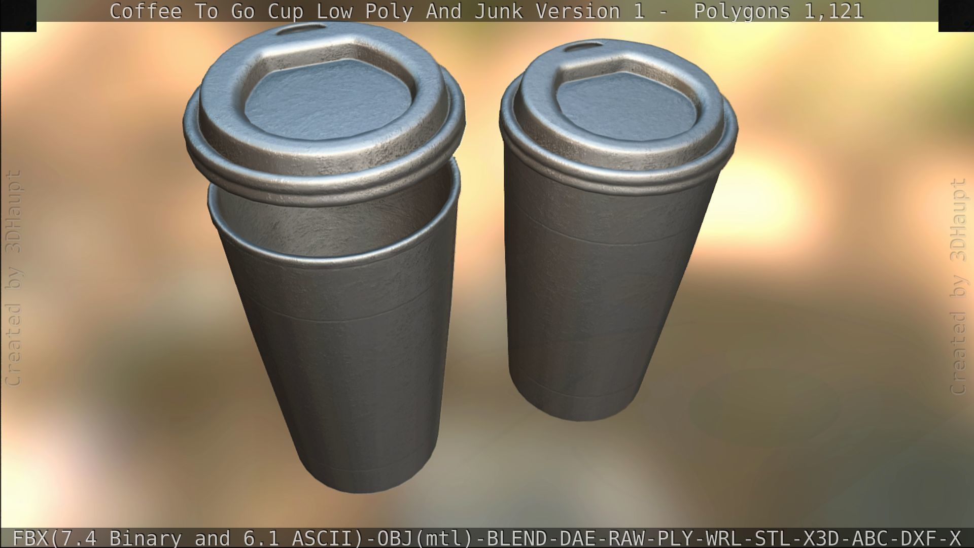 Coffee To Go Cup Junk 1 - Gameready - PBR Textures Low-poly 3D model_189