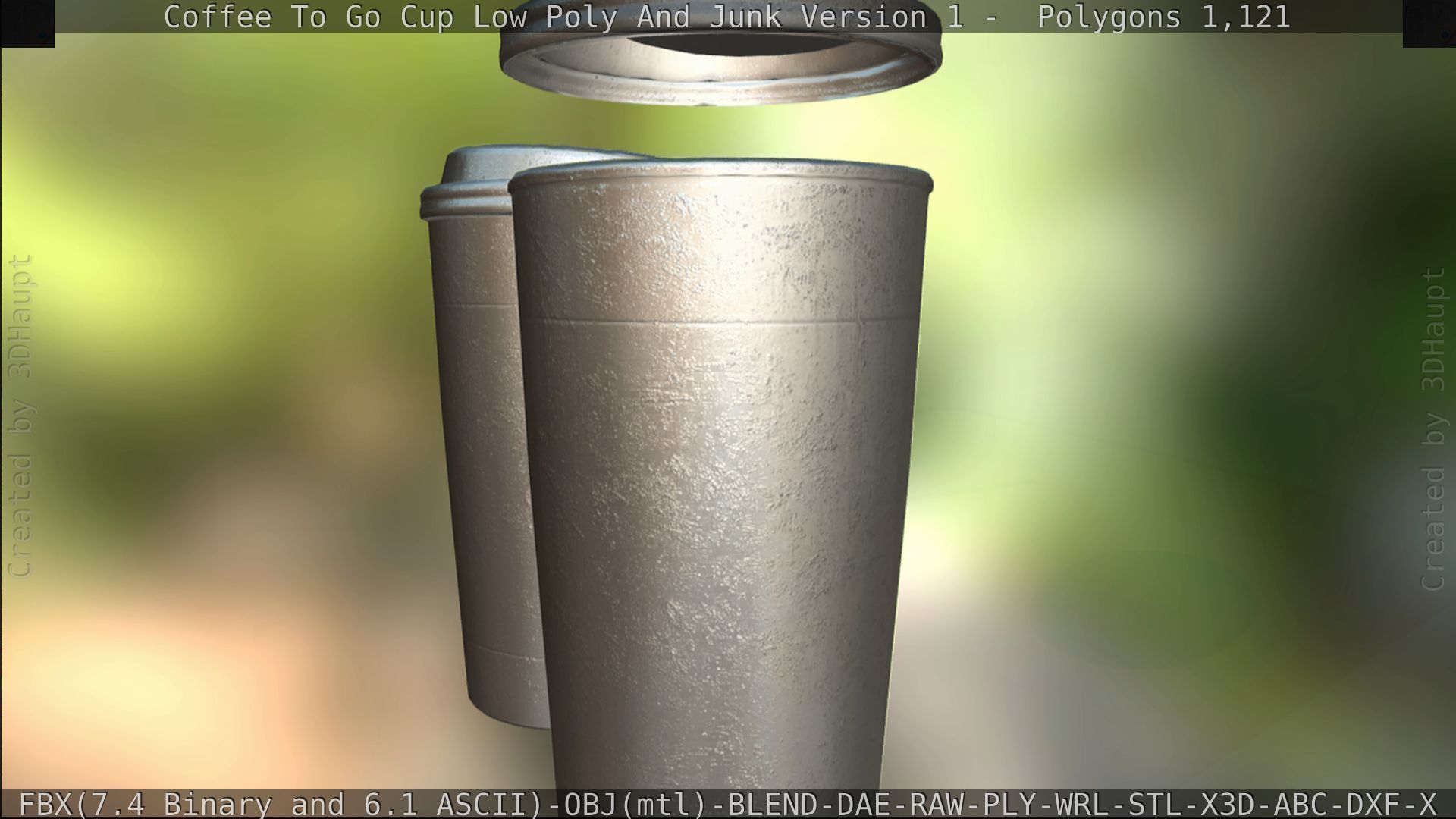 Coffee To Go Cup Junk 1 - Gameready - PBR Textures Low-poly 3D model_183