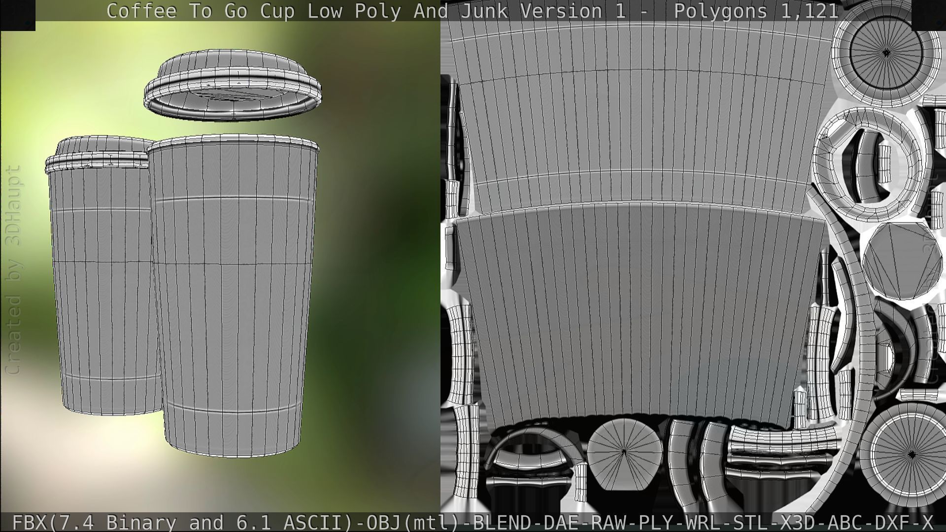 Coffee To Go Cup Junk 1 - Gameready - PBR Textures Low-poly 3D model_158