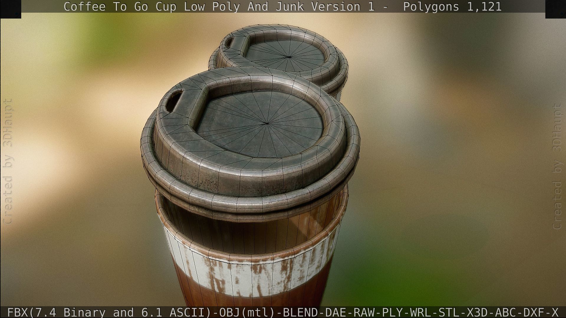 Coffee To Go Cup Junk 1 - Gameready - PBR Textures Low-poly 3D model_112