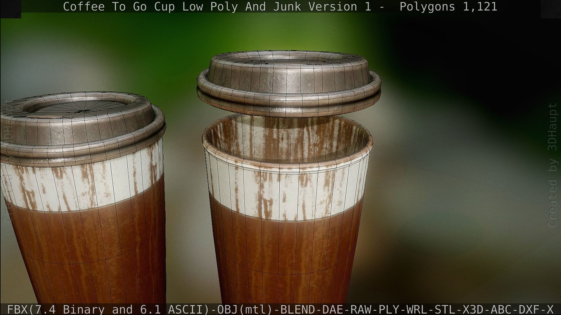 Coffee To Go Cup Junk 1 - Gameready - PBR Textures Low-poly 3D model_105