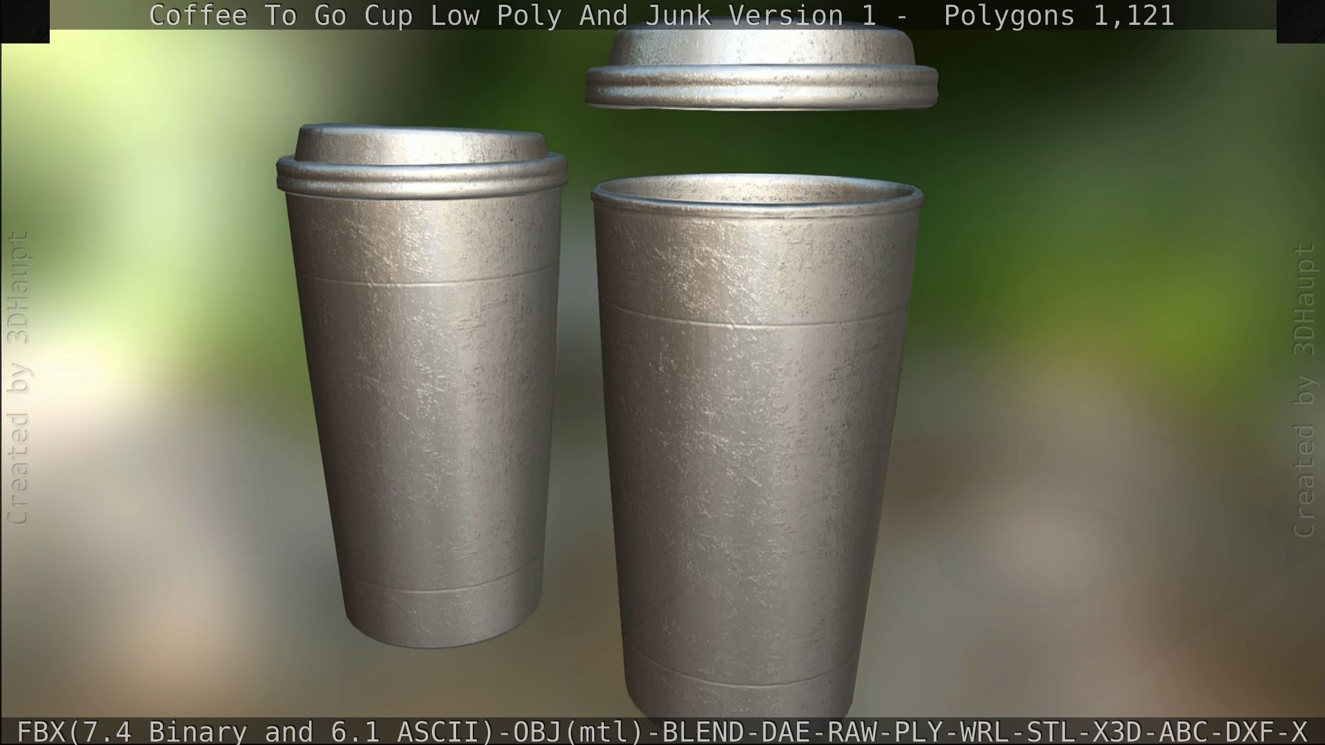 Coffee To Go Cup Junk 1 - Gameready - PBR Textures Low-poly 3D model_195