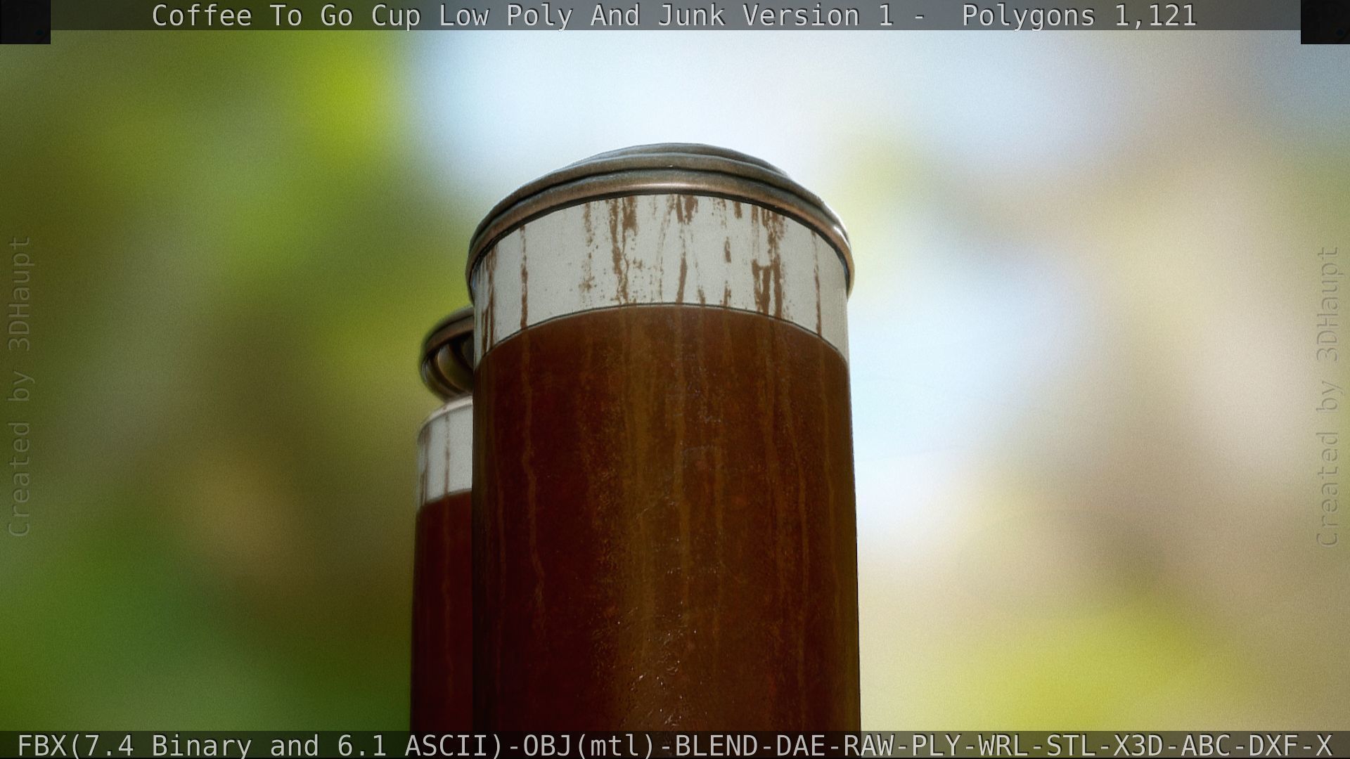 Coffee To Go Cup Junk 1 - Gameready - PBR Textures Low-poly 3D model_90