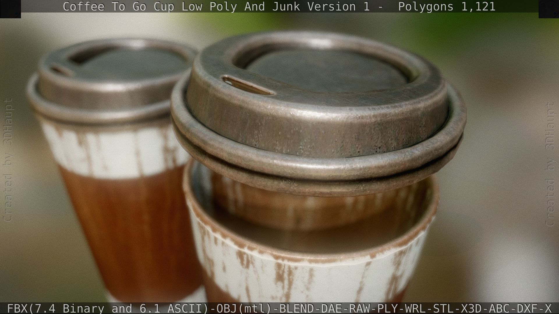 Coffee To Go Cup Junk 1 - Gameready - PBR Textures Low-poly 3D model_35