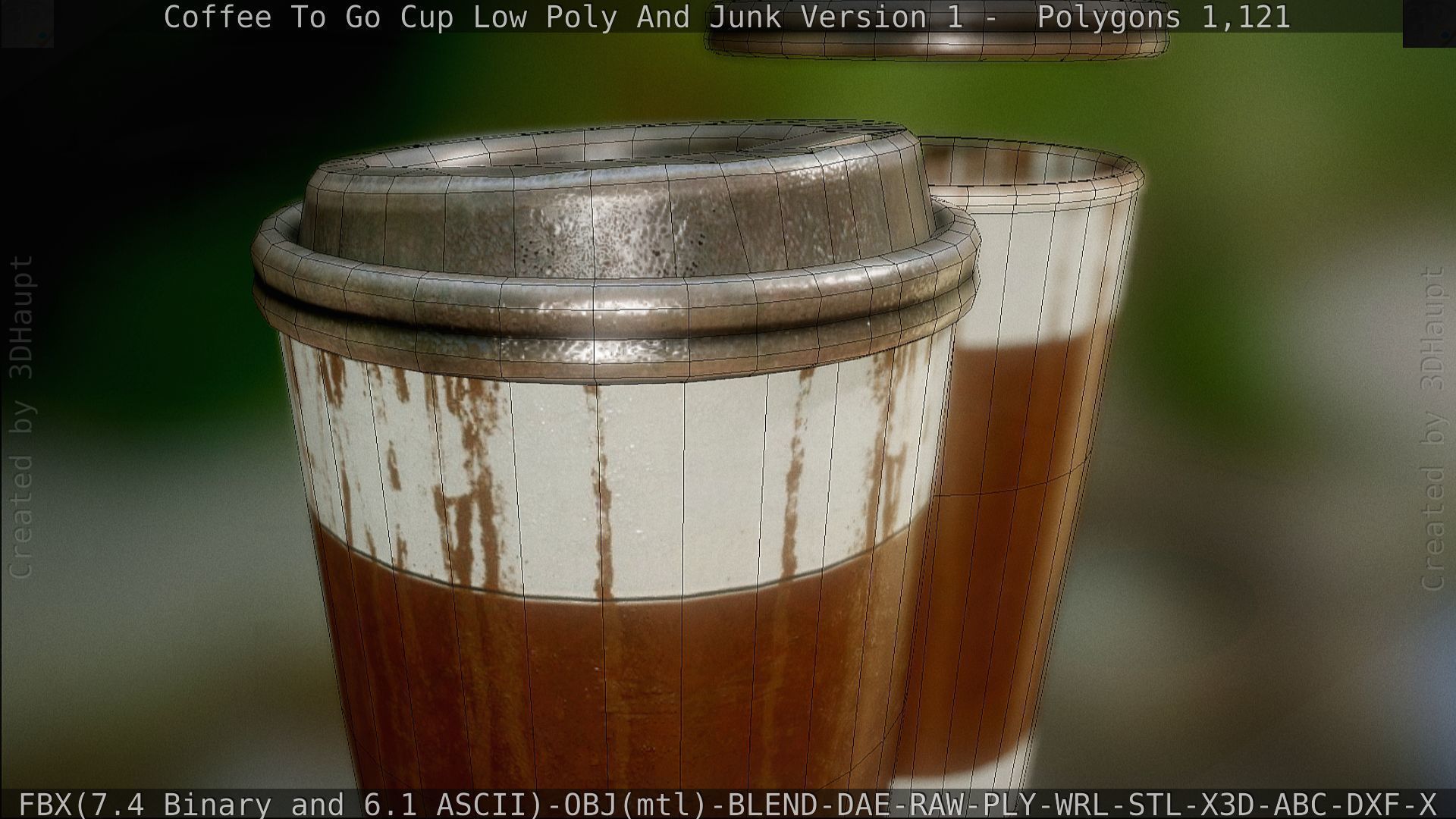 Coffee To Go Cup Junk 1 - Gameready - PBR Textures Low-poly 3D model_133