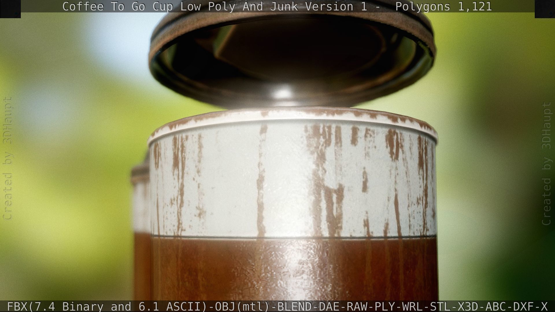 Coffee To Go Cup Junk 1 - Gameready - PBR Textures Low-poly 3D model_44