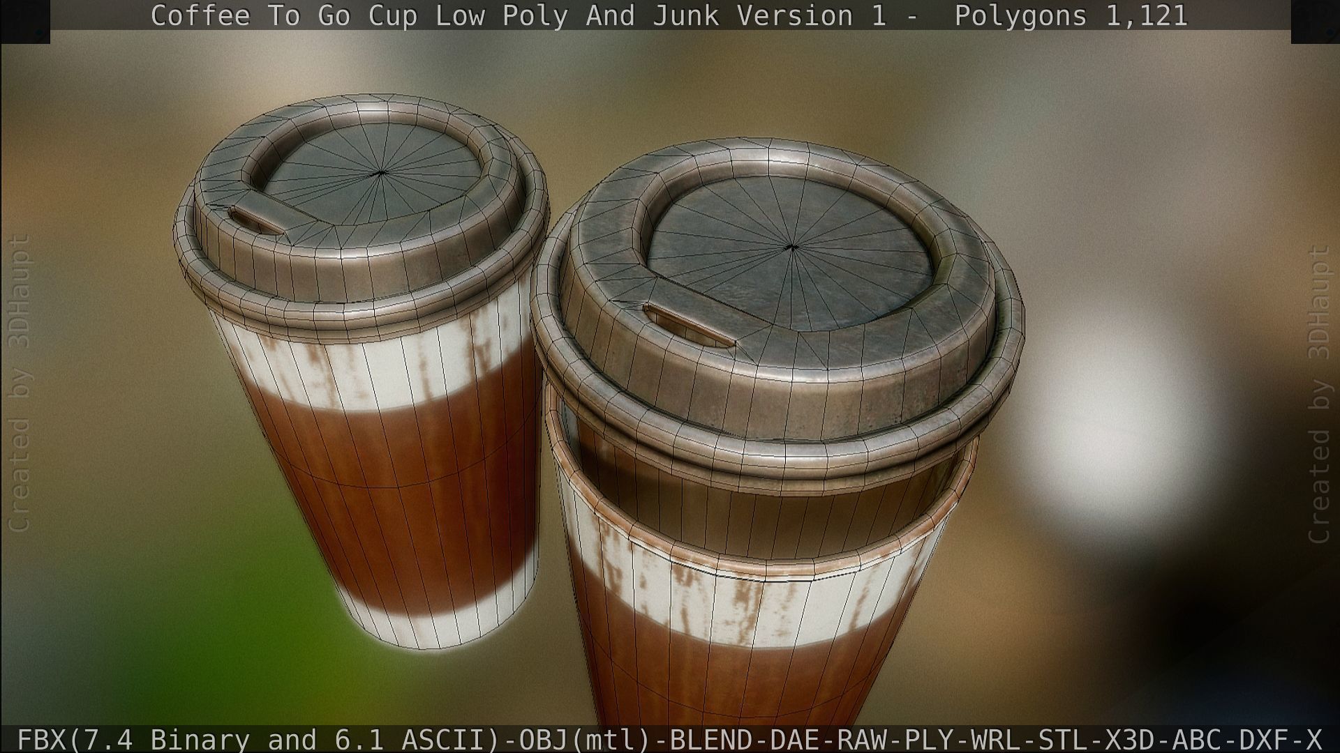Coffee To Go Cup Junk 1 - Gameready - PBR Textures Low-poly 3D model_109