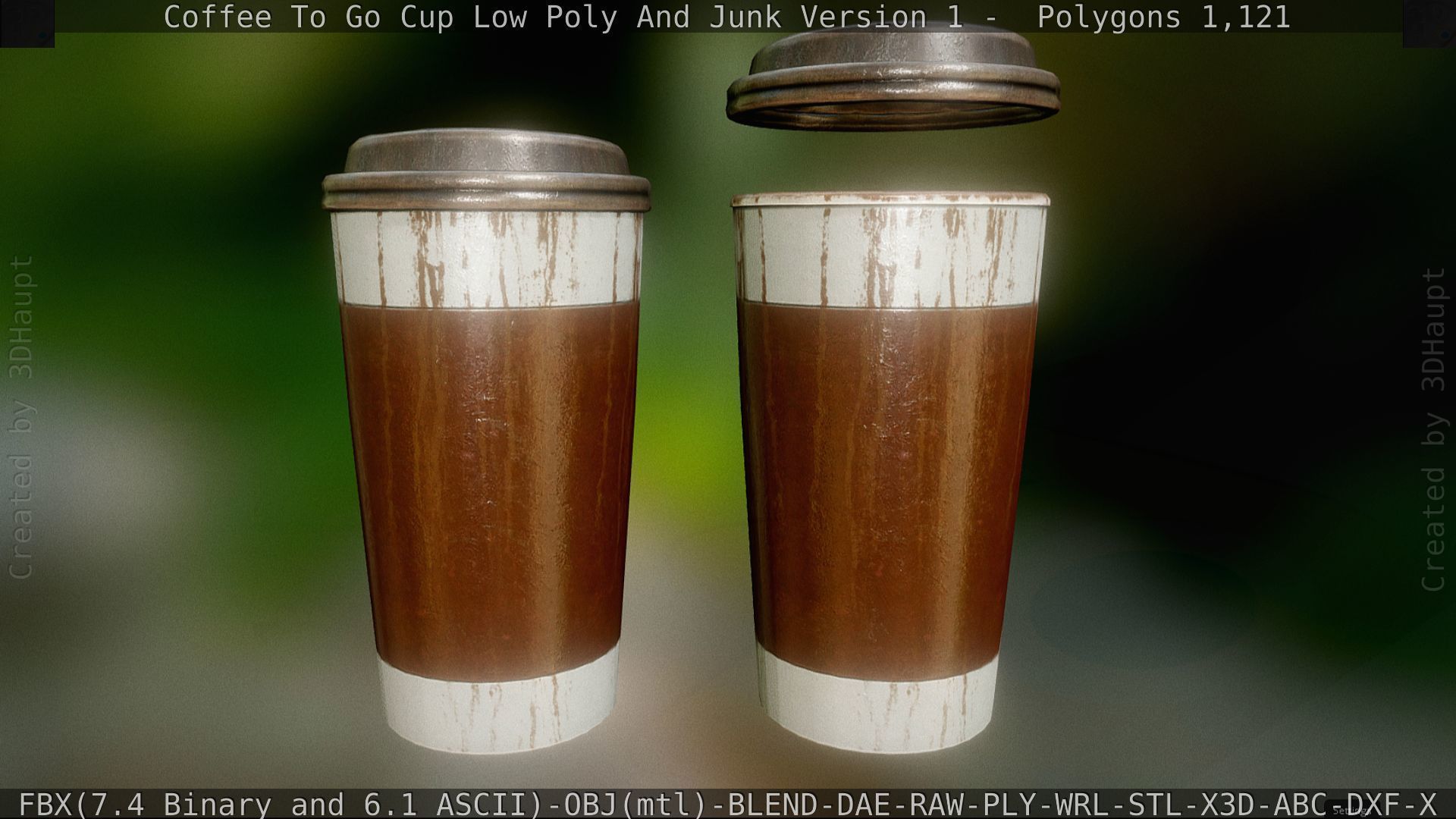 Coffee To Go Cup Junk 1 - Gameready - PBR Textures Low-poly 3D model_100