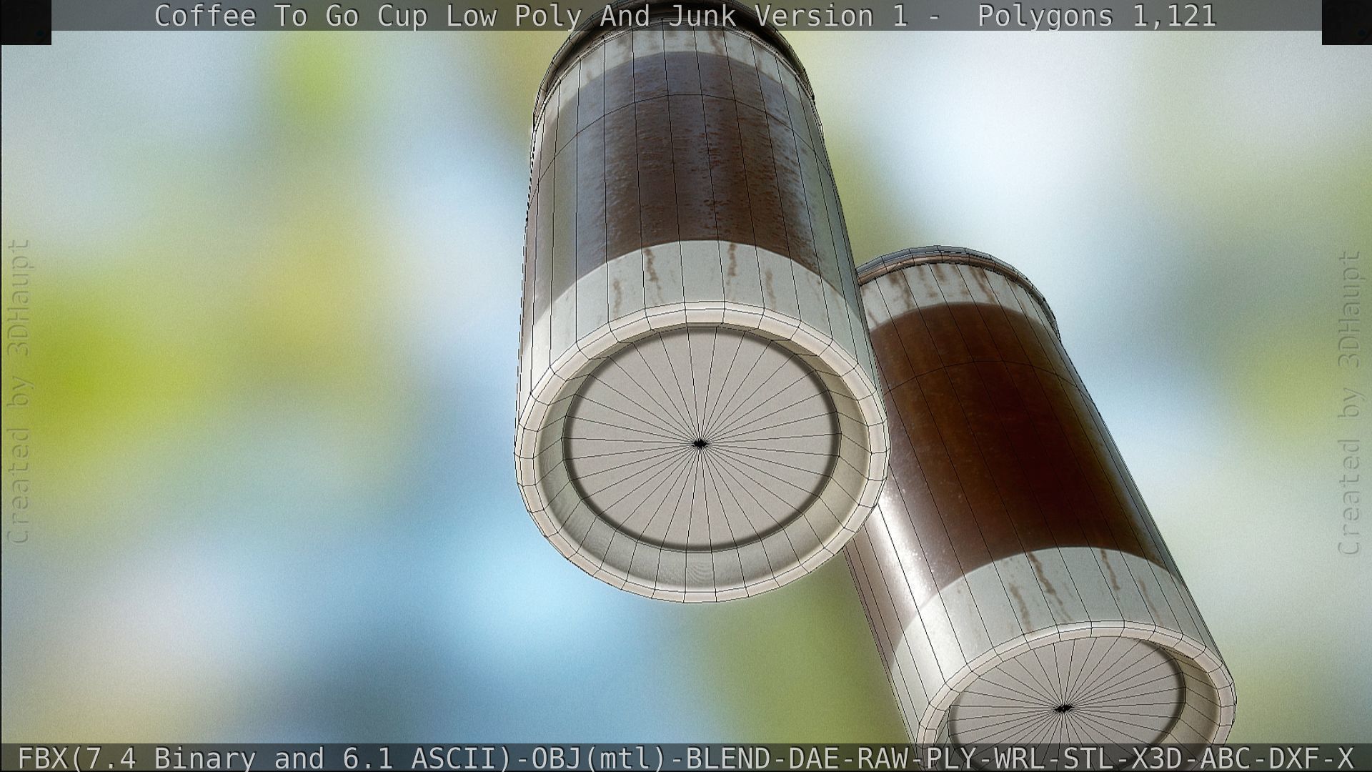 Coffee To Go Cup Junk 1 - Gameready - PBR Textures Low-poly 3D model_123