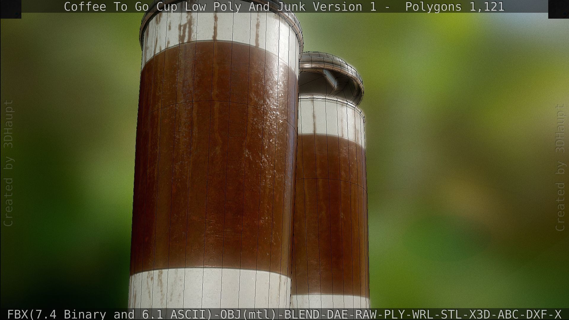 Coffee To Go Cup Junk 1 - Gameready - PBR Textures Low-poly 3D model_127