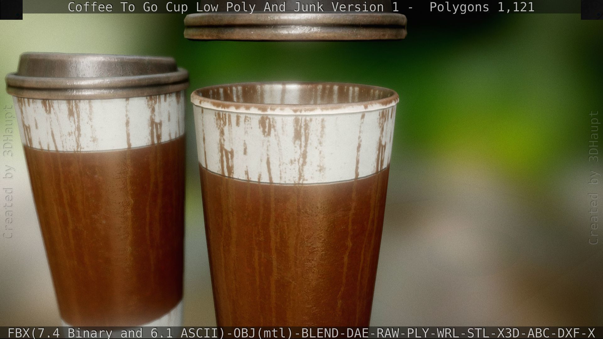 Coffee To Go Cup Junk 1 - Gameready - PBR Textures Low-poly 3D model_69