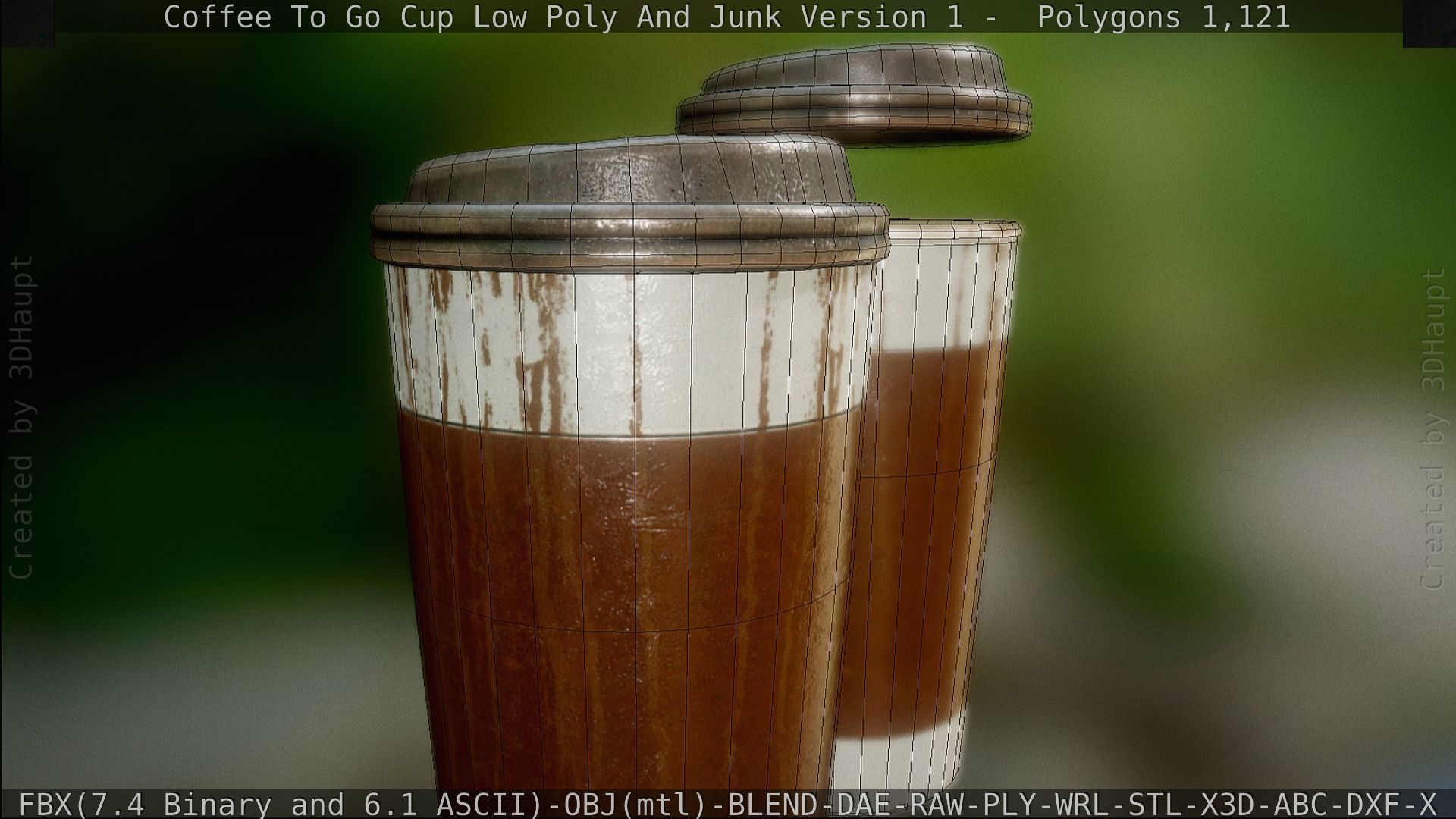 Coffee To Go Cup Junk 1 - Gameready - PBR Textures Low-poly 3D model_131